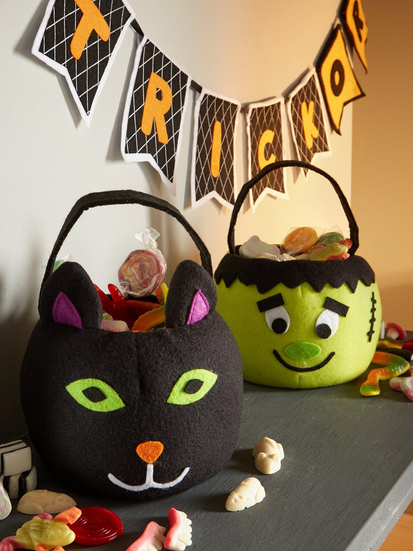 undefined Set of 2 Halloween Trick or Treat Bags - Cat and Frankenstein