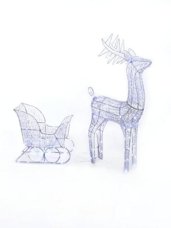 stillFront image of very-home-largenbspacrylic-reindeer-and-sleigh-light-up-outdoor-christmas-decoration