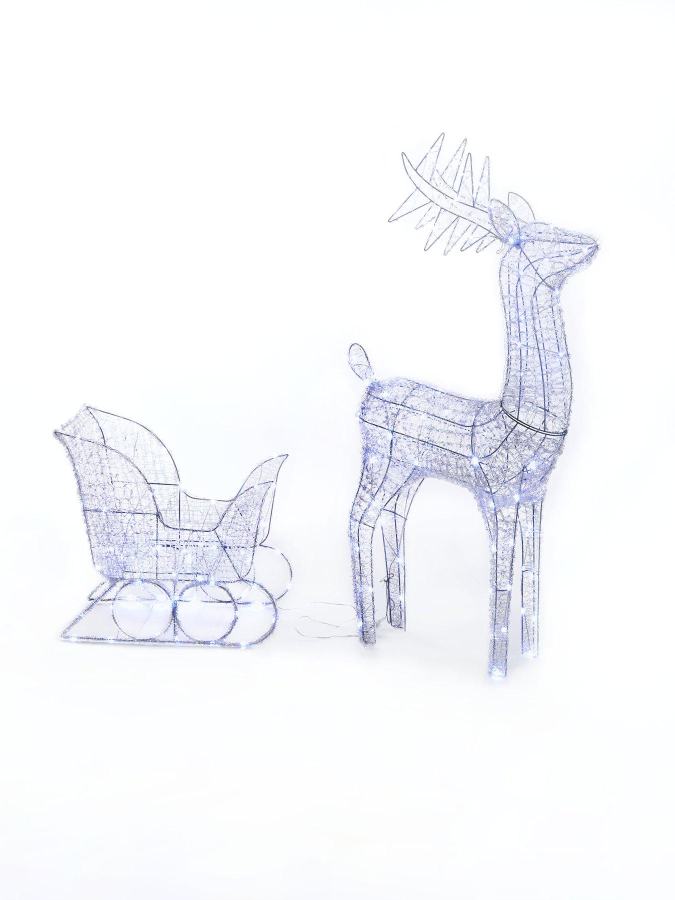 Image 2 of 5 of The Very Collection Large&nbsp;Acrylic Reindeer and Sleigh Light Up Outdoor Christmas Decoration