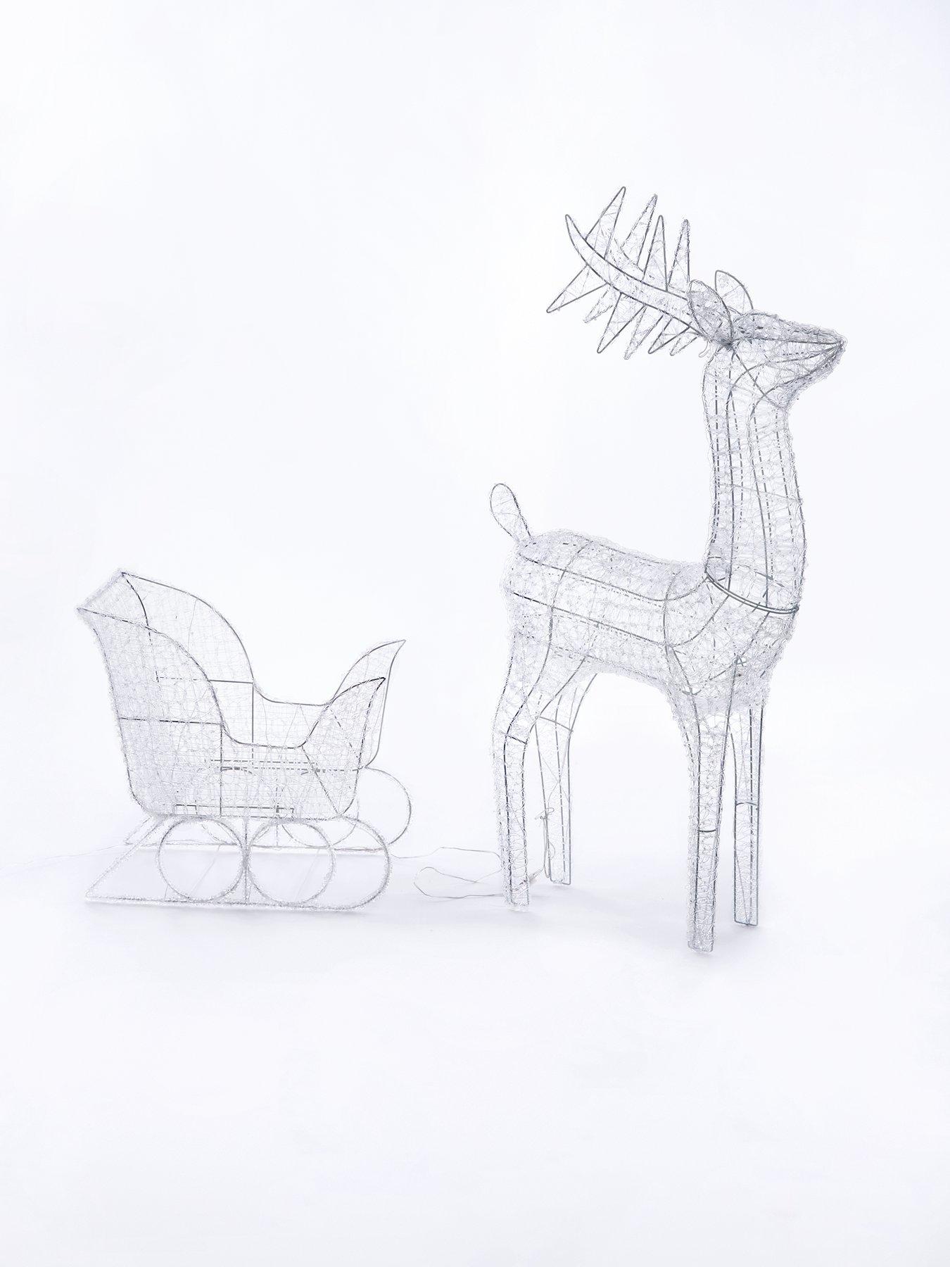Image 3 of 5 of The Very Collection Large&nbsp;Acrylic Reindeer and Sleigh Light Up Outdoor Christmas Decoration