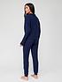  image of v-by-very-collar-top-and-jog-pant-lounge-set-navy