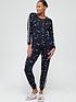  image of v-by-very-soft-touch-star-crew-and-jog-pants-pyjama-set-navy