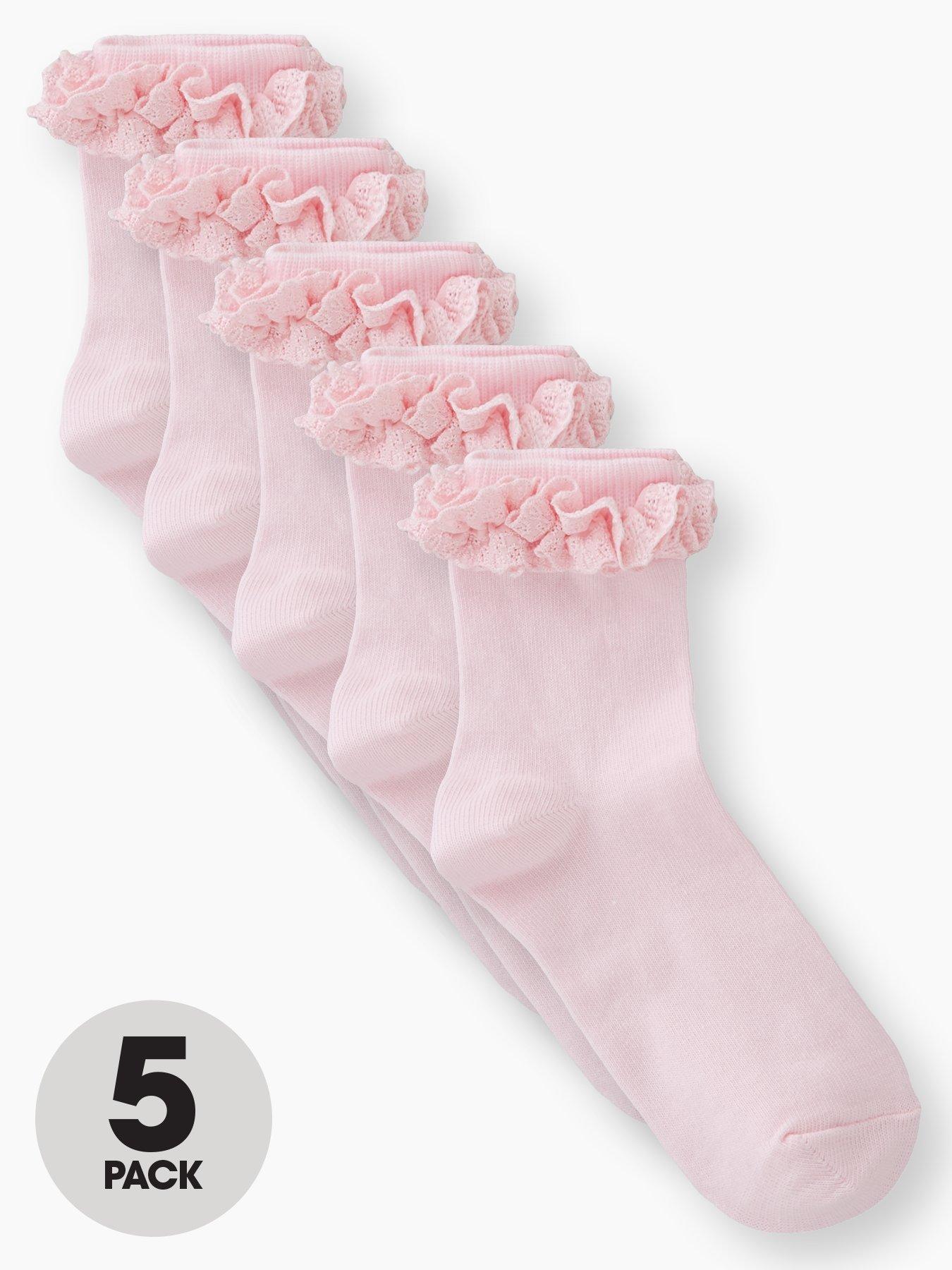 the-very-collection-girlsnbspoccasion-broderie-frill-socks-5-packnbsp--pink