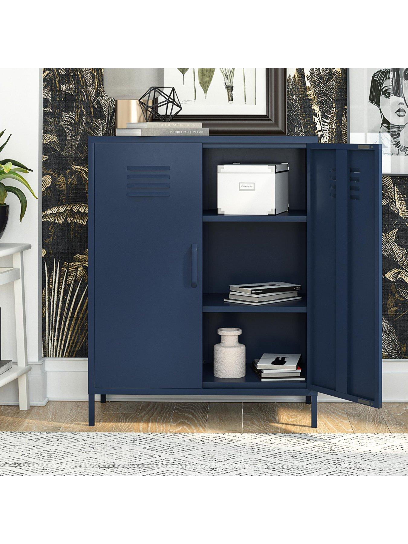 Image 4 of 6 of Dorel Home Bradford 2 Door Metal Storage Cabinet - Navy