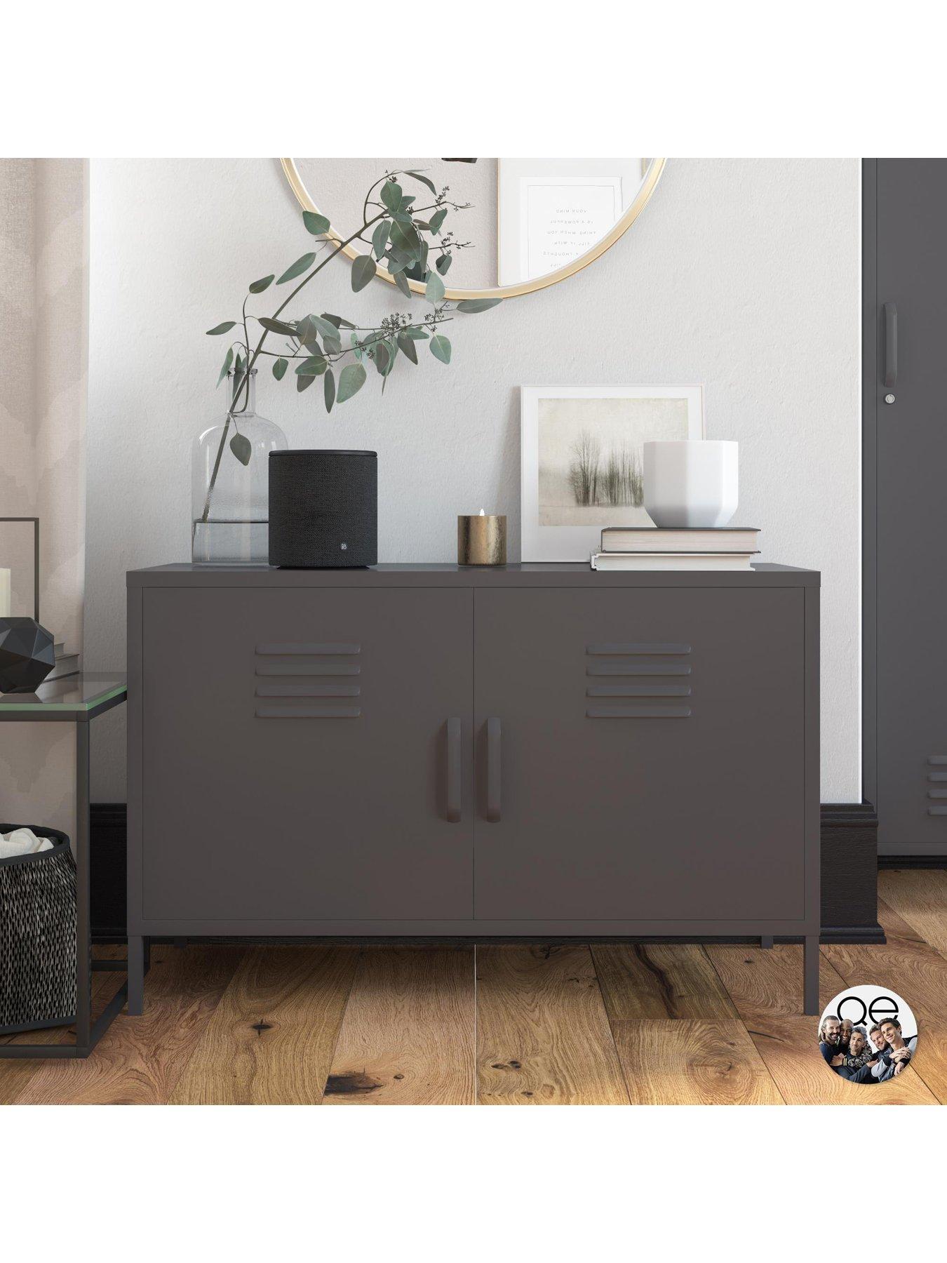 Image 1 of 6 of Dorel Home Bradford 2 Door Metal Accent Cabinet - Grey