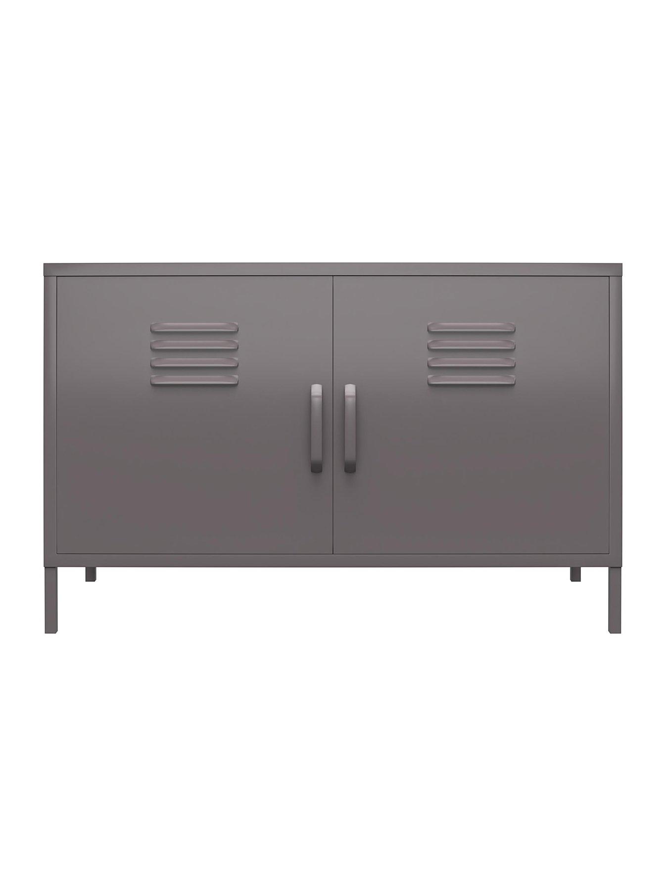 Image 3 of 6 of Dorel Home Bradford 2 Door Metal Accent Cabinet - Grey