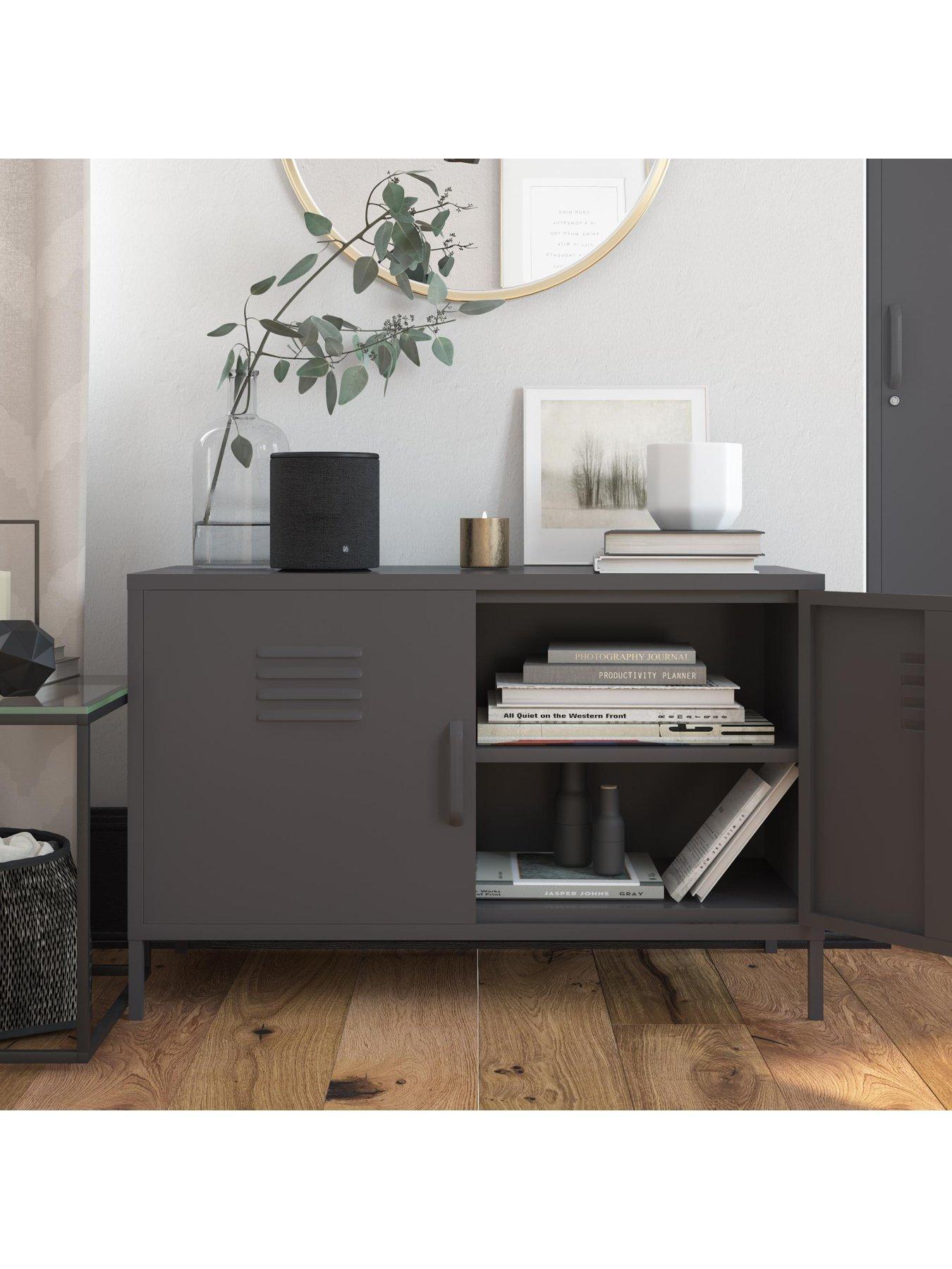 Image 6 of 6 of Dorel Home Bradford 2 Door Metal Accent Cabinet - Grey