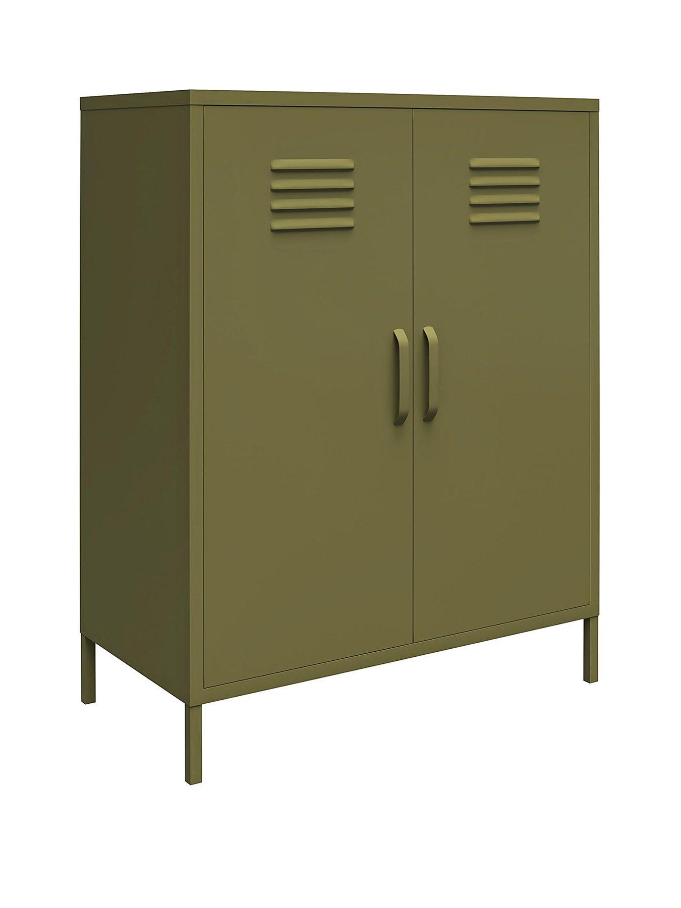 Queer Eye Bradford 2 Door Metal Storage Cabinet - Green | littlewoods.com