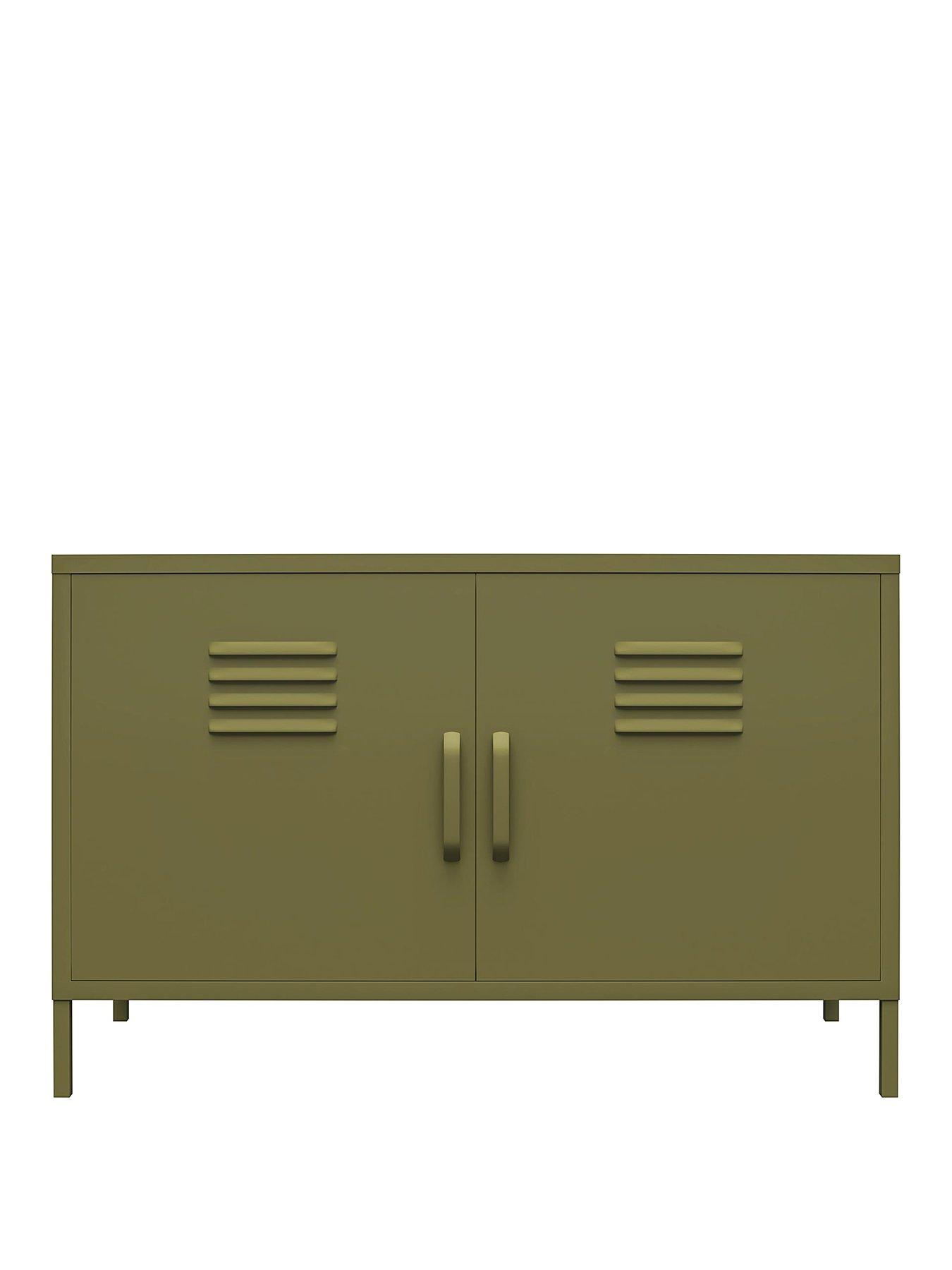 Image 2 of 6 of Dorel Home Bradford 2 Door Metal Accent Cabinet - Green