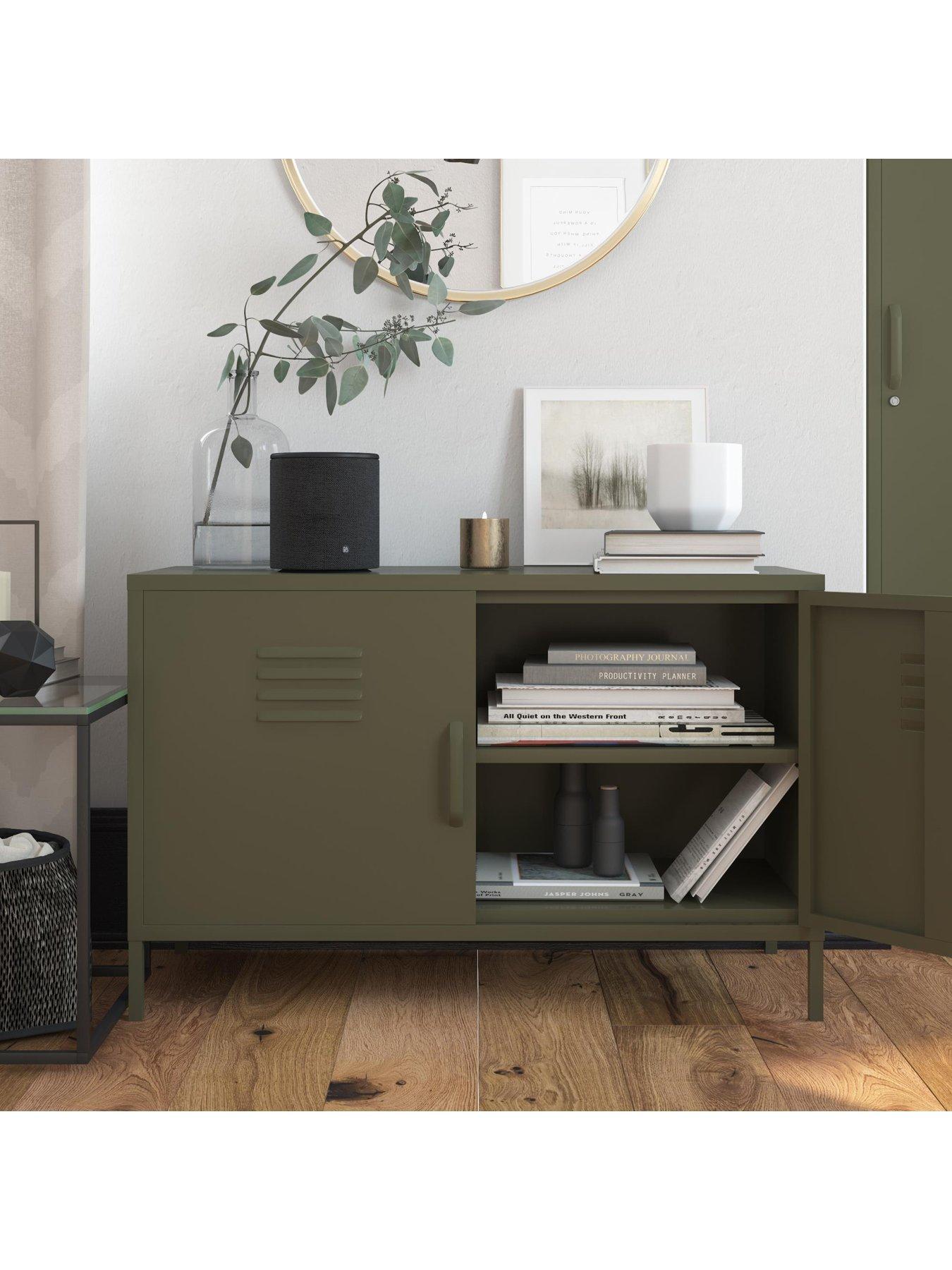 Image 5 of 6 of Dorel Home Bradford 2 Door Metal Accent Cabinet - Green