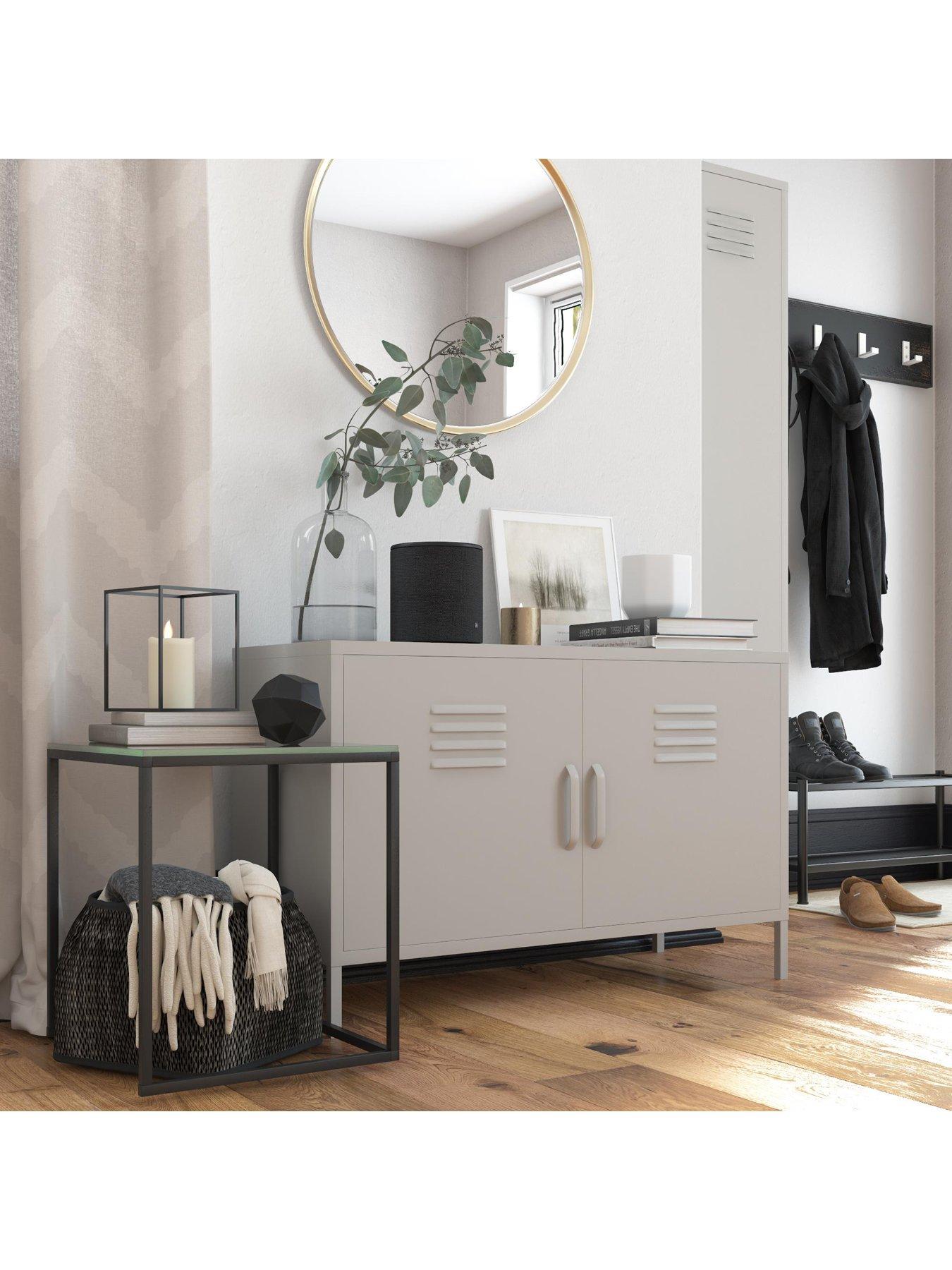 Image 3 of 6 of Dorel Home Bradford 2 Door Metal Accent Cabinet - Taupe