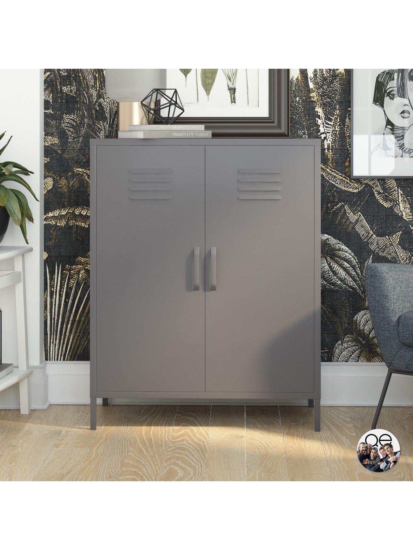 Image 1 of 6 of Dorel Home Bradford 2 Door Metal Storage Cabinet - Grey