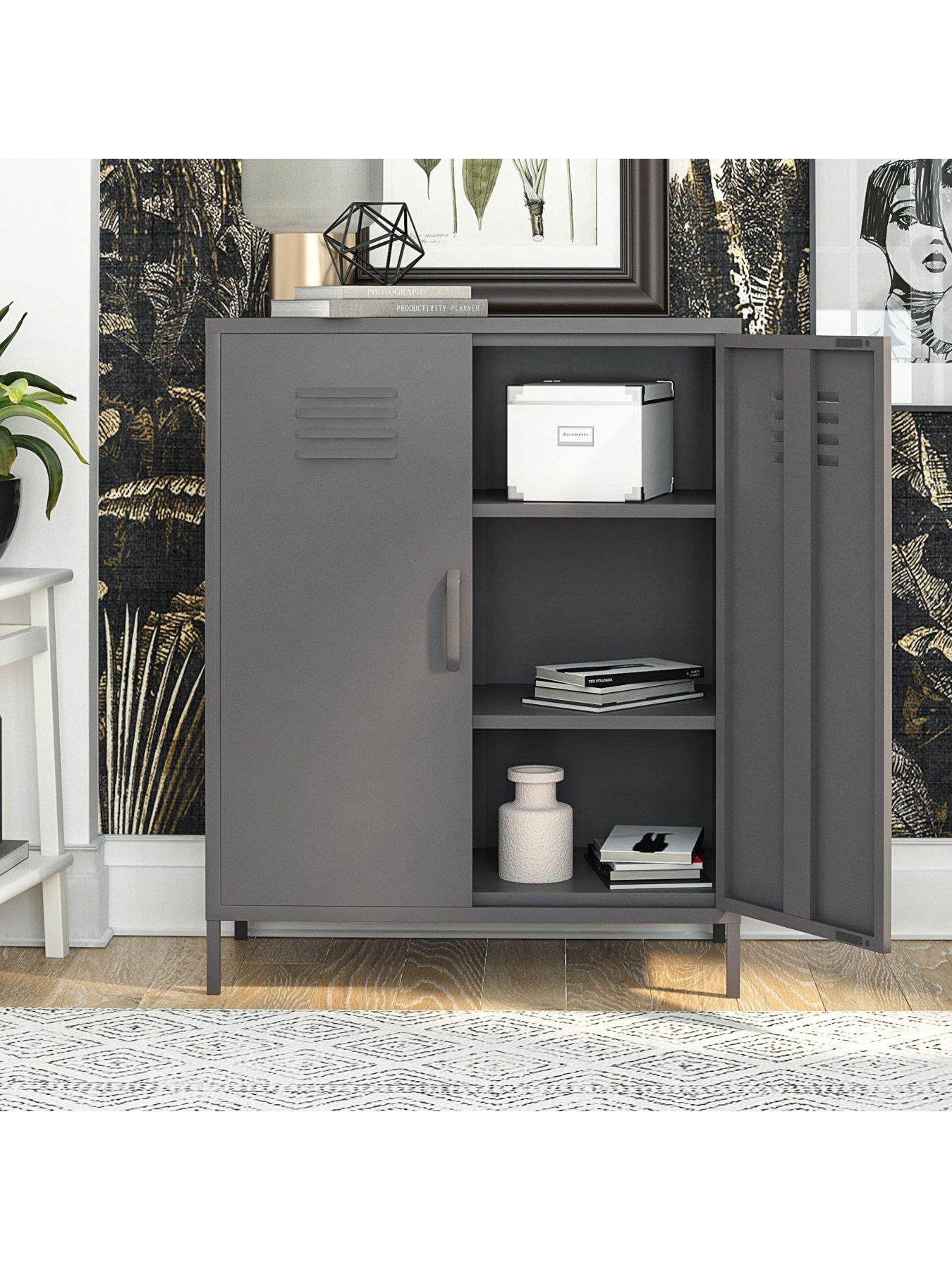 Image 4 of 6 of Dorel Home Bradford 2 Door Metal Storage Cabinet - Grey