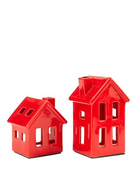 set-of-2-ceramic-house-christmas-tealightnbspholders-red