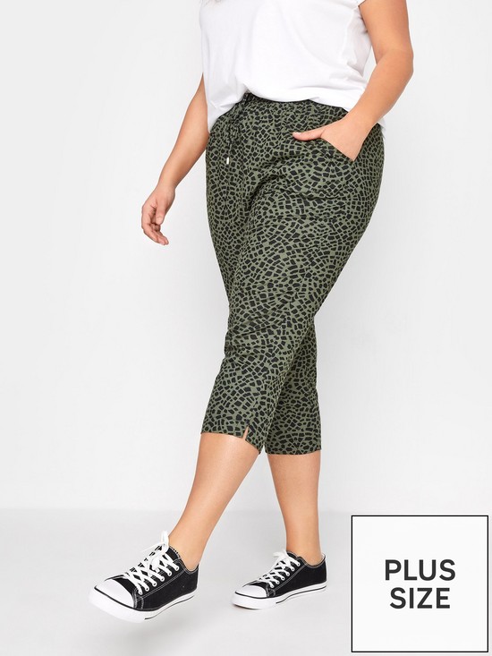 front image of yours-spun-viscose-animal-printnbspcrop-jogger-green