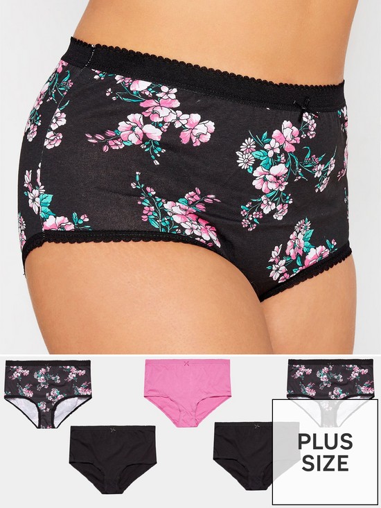 front image of yours-5pk-floral-full-briefs