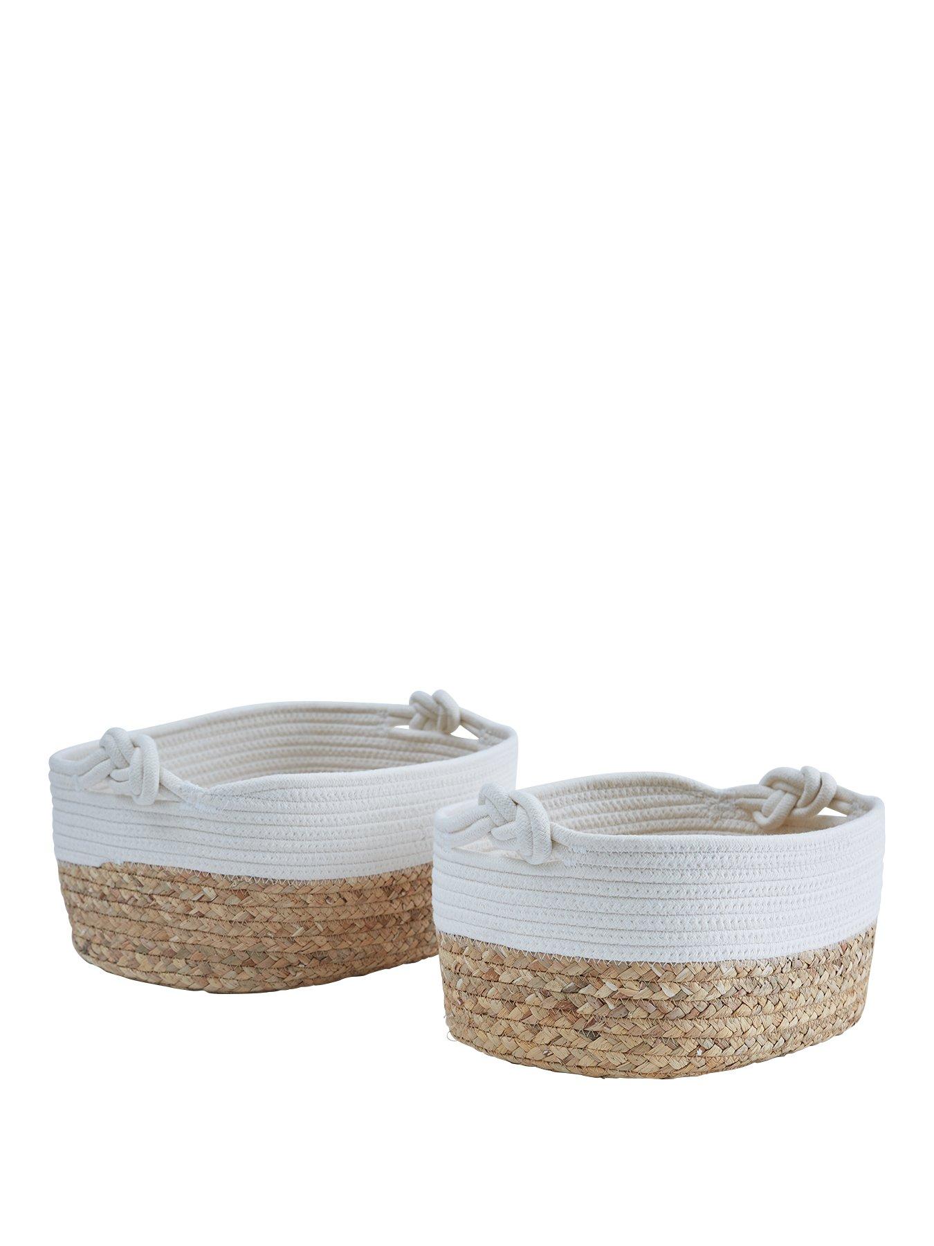 Image 1 of 5 of Very Home Set of 2 Round Cotton/Seagrass Storage Baskets