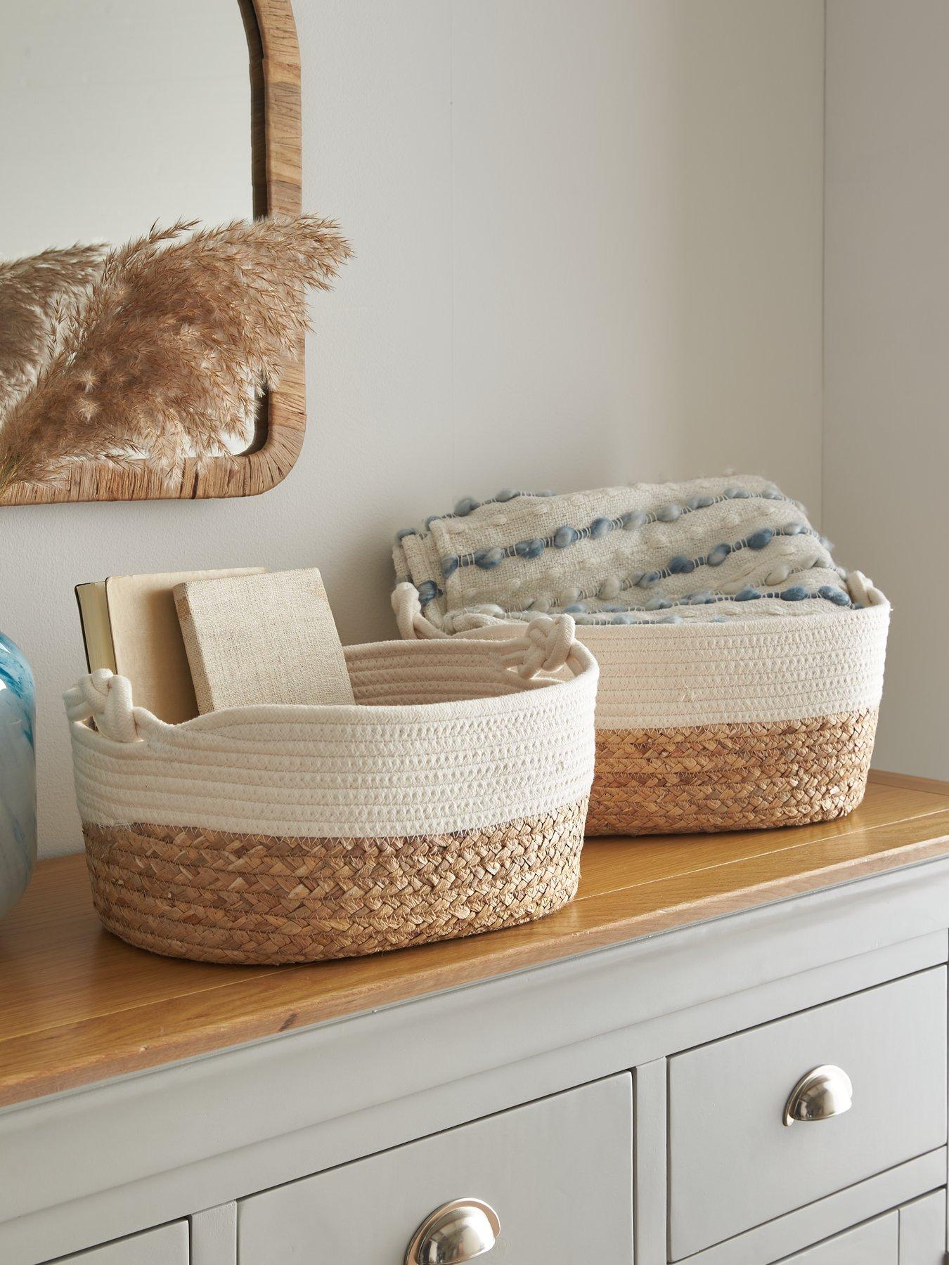 Image 2 of 5 of Very Home Set of 2 Round Cotton/Seagrass Storage Baskets