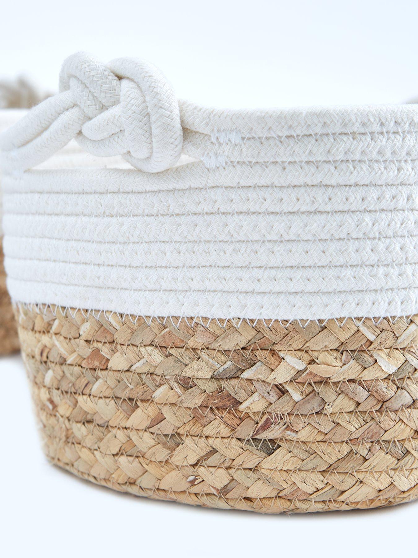 Image 3 of 5 of Very Home Set of 2 Round Cotton/Seagrass Storage Baskets