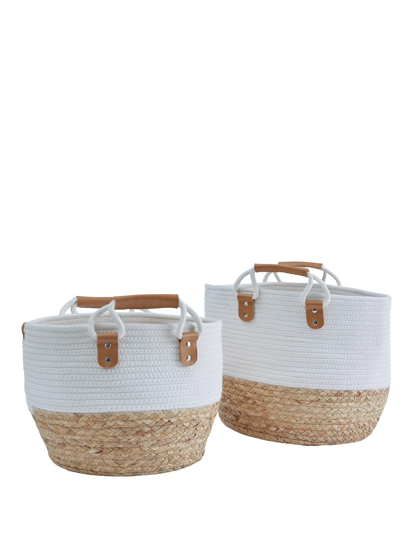 Image 2 of 5 of Very Home Set of 2 Round Cotton/Seagrass Storage Baskets