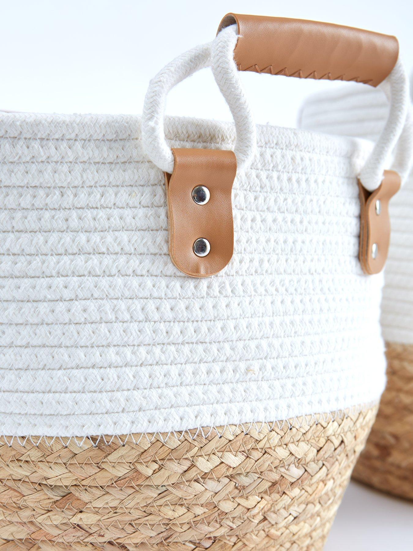 Image 3 of 5 of Very Home Set of 2 Round Cotton/Seagrass Storage Baskets