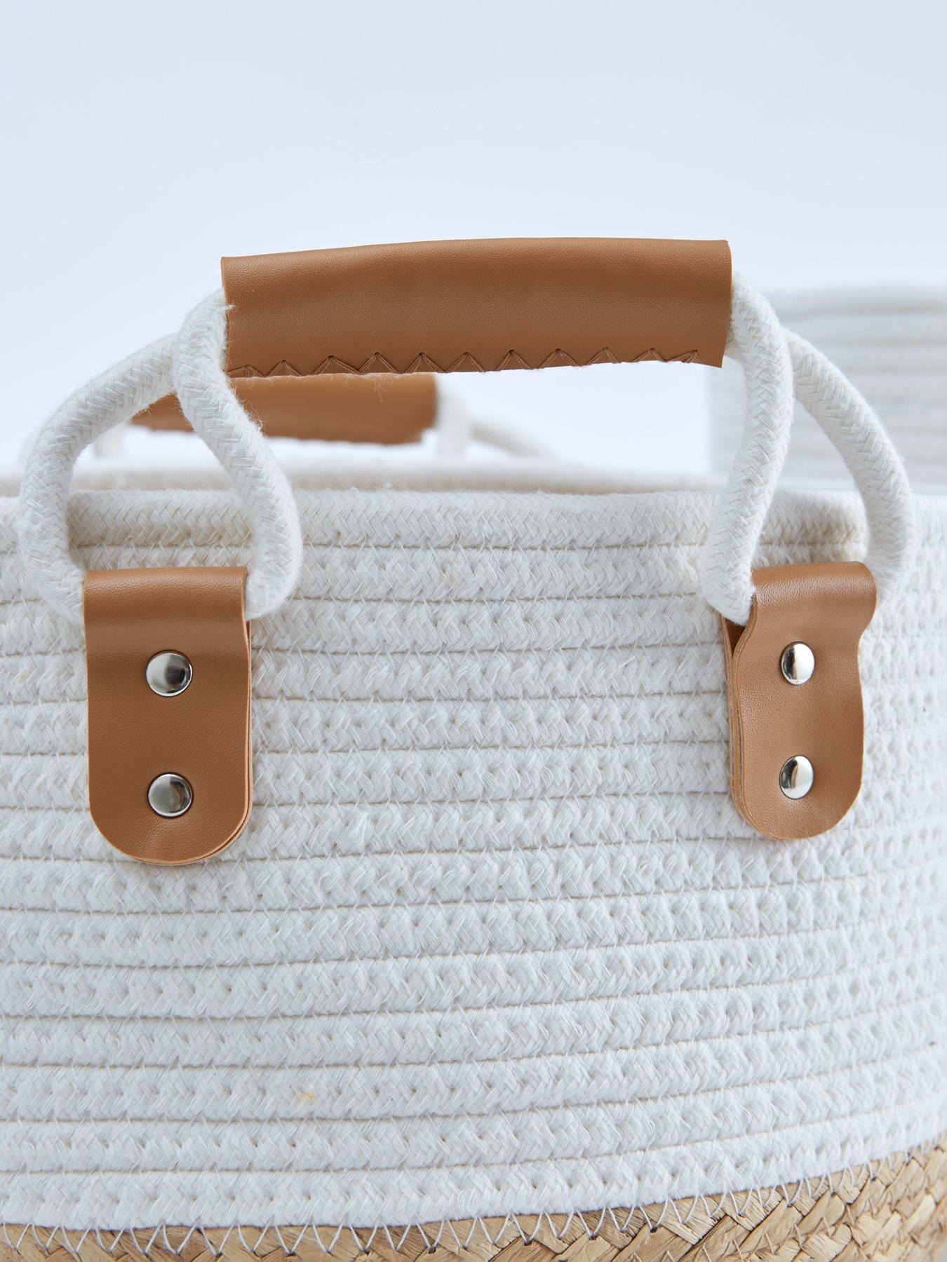 Image 5 of 5 of Very Home Set of 2 Round Cotton/Seagrass Storage Baskets