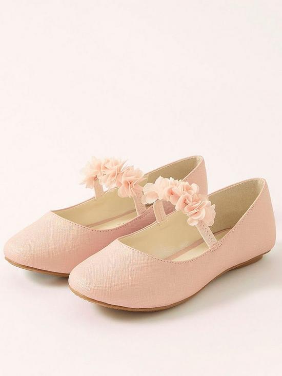 front image of monsoon-girls-corsage-ballerina-shoes-pink