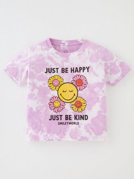 the-smiley-company-girls-smiley-overdye-be-happy-be-kind-tie-dye-t-shirt