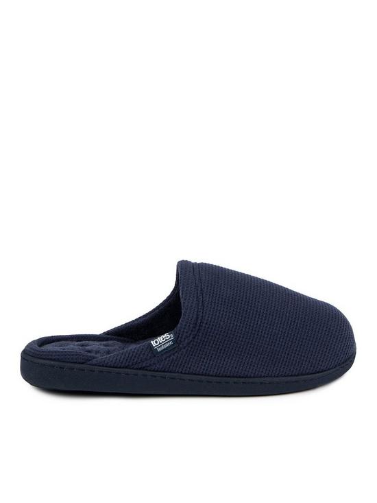 front image of totes-waffle-mules-navy