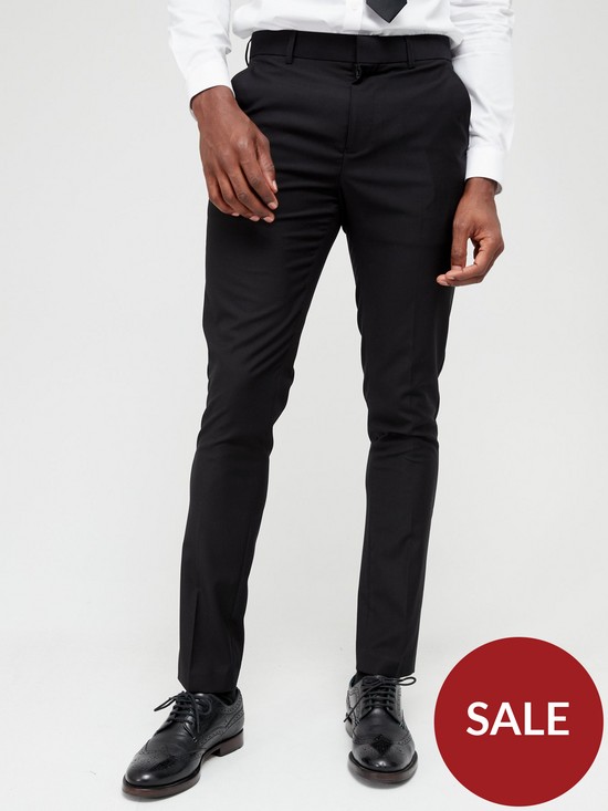 front image of very-man-skinny-formal-trouser-black