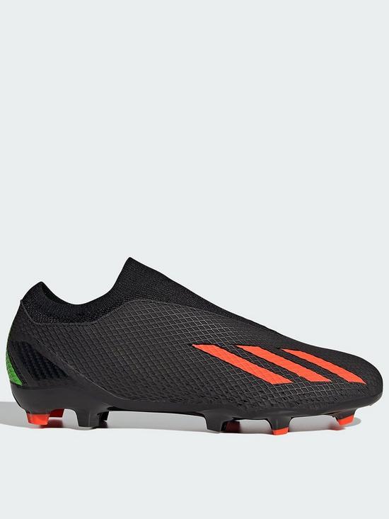 front image of adidas-mens-x-laceless-speedportal3-firm-ground-football-boot-blackred
