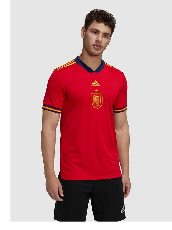 front image of adidas-mens-spain-home-2223-replica-shirt-red