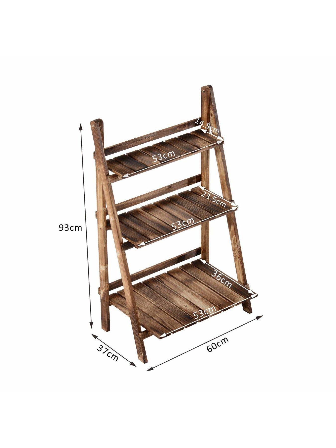  image of outsunny-flower-pot-3-tier-fir-wood-stand-60lx37wx93hcms
