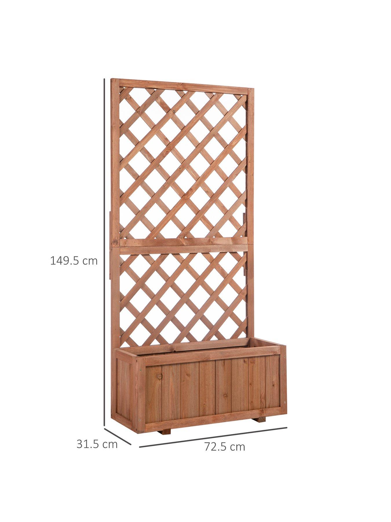 Image 2 of 5 of OutSunny Wooden Planter with Trellis Display Stand 72.5Lx31.5Wx149.5Hcms