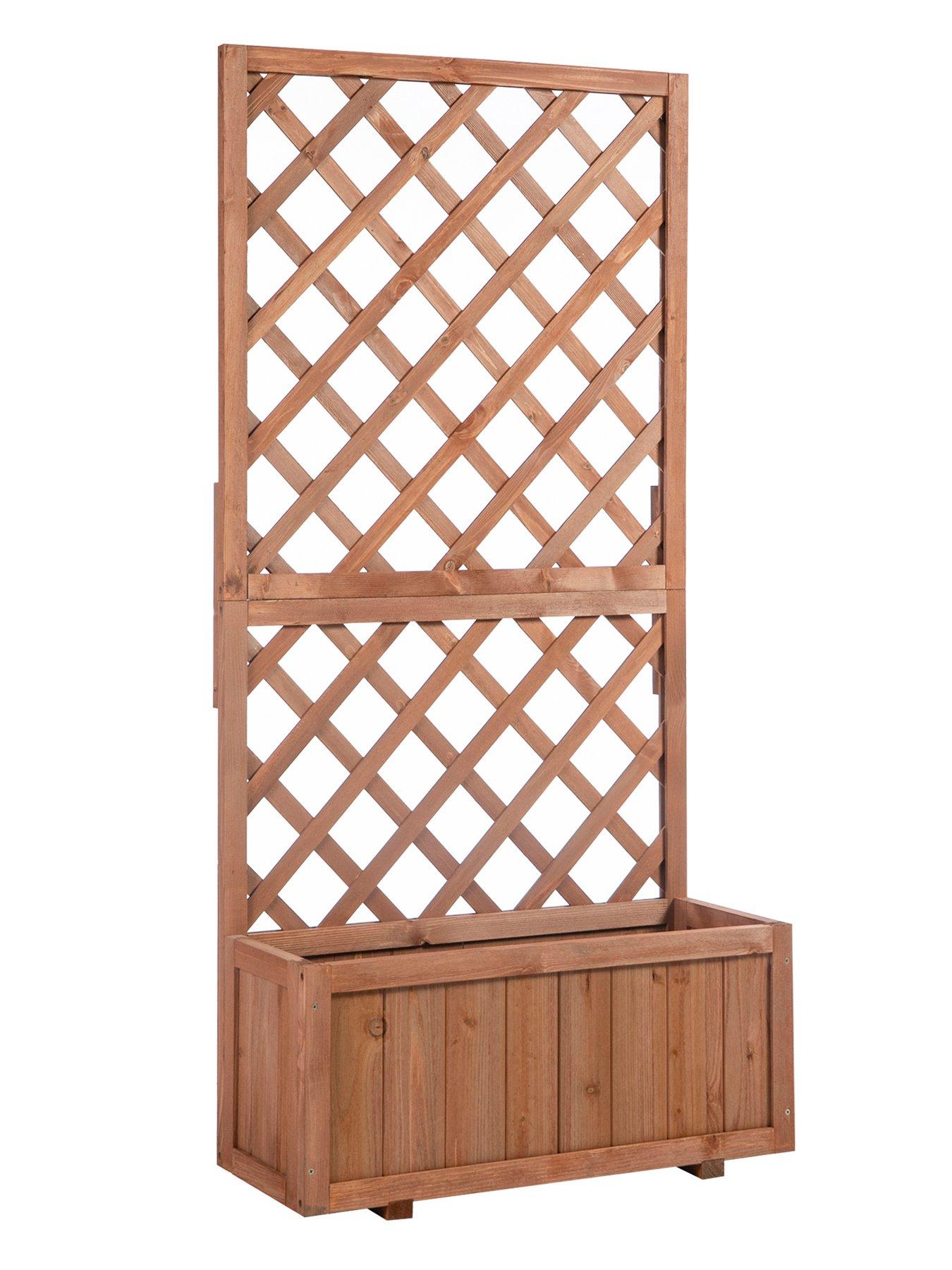 Image 3 of 5 of OutSunny Wooden Planter with Trellis Display Stand 72.5Lx31.5Wx149.5Hcms