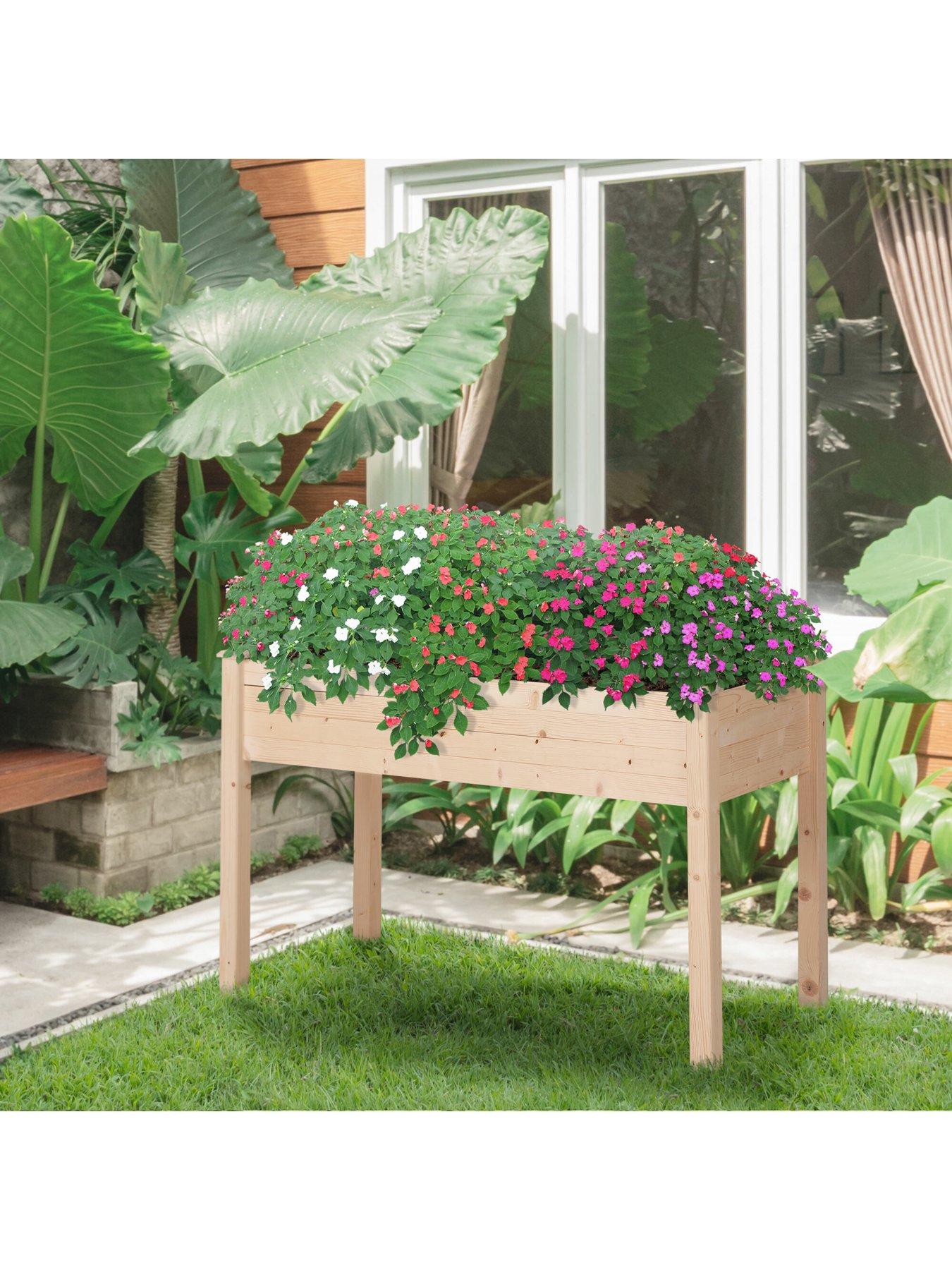 undefined Fir Wood Non-Woven Fabric Planting Bed 122.5Lx56.5Wx76Hcms