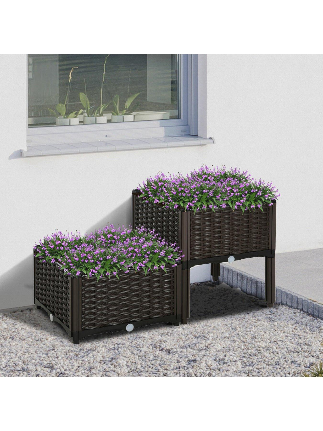 outsunny-set-of-2-raised-outdoor-garden-rattan-effect-planter-boxes