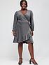  image of v-by-very-curve-lurex-shimmer-frill-wrap-dress-silver