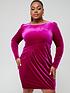 image of v-by-very-curve-velvet-ruched-mini-dress-pink