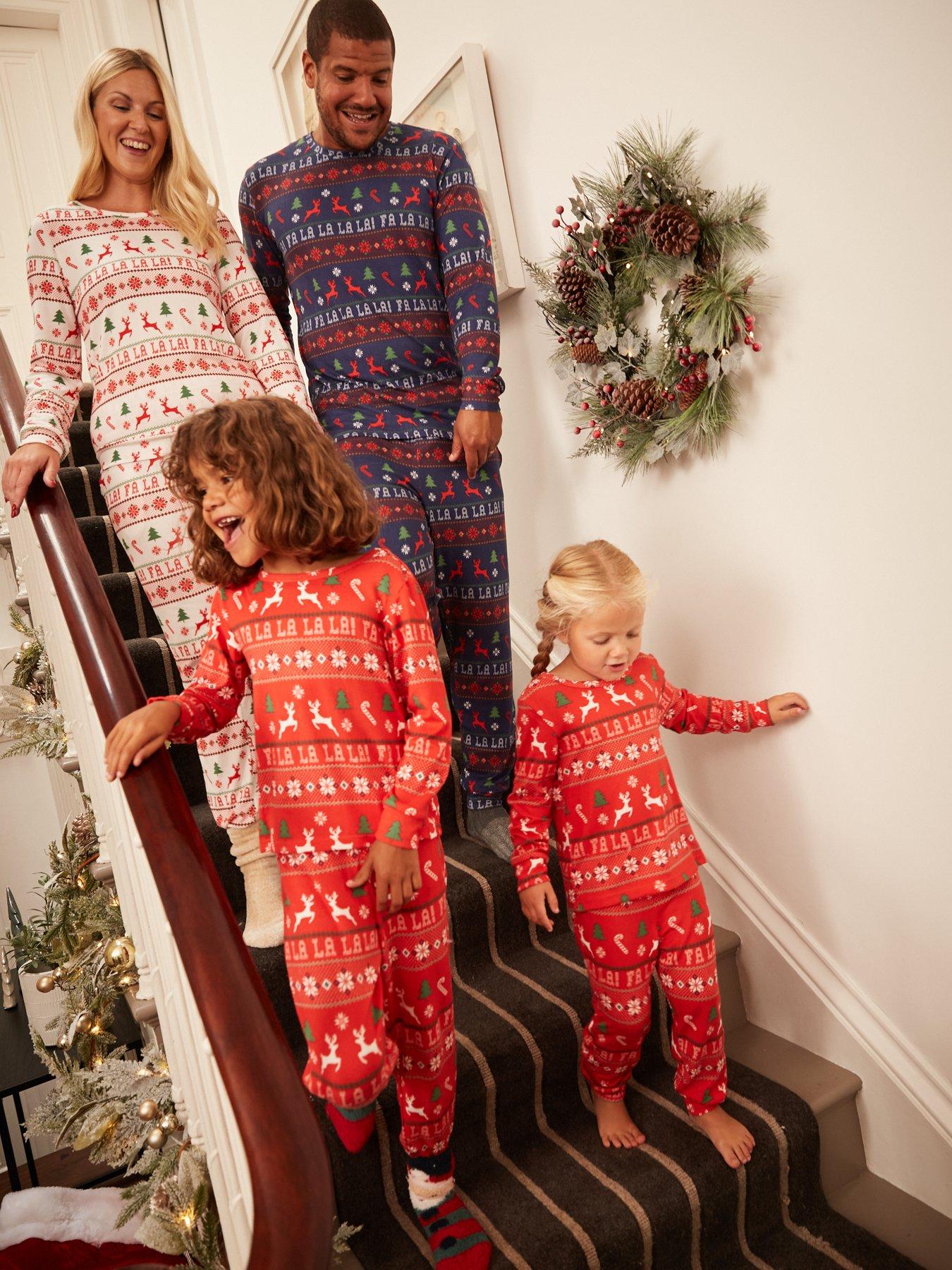 Men s Fairisle Soft Touch Matching Family Christmas Pyjamas Navy Red