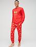  image of very-man-mens-gold-print-soft-touch-matching-family-christmas-pyjamas-rednbsp