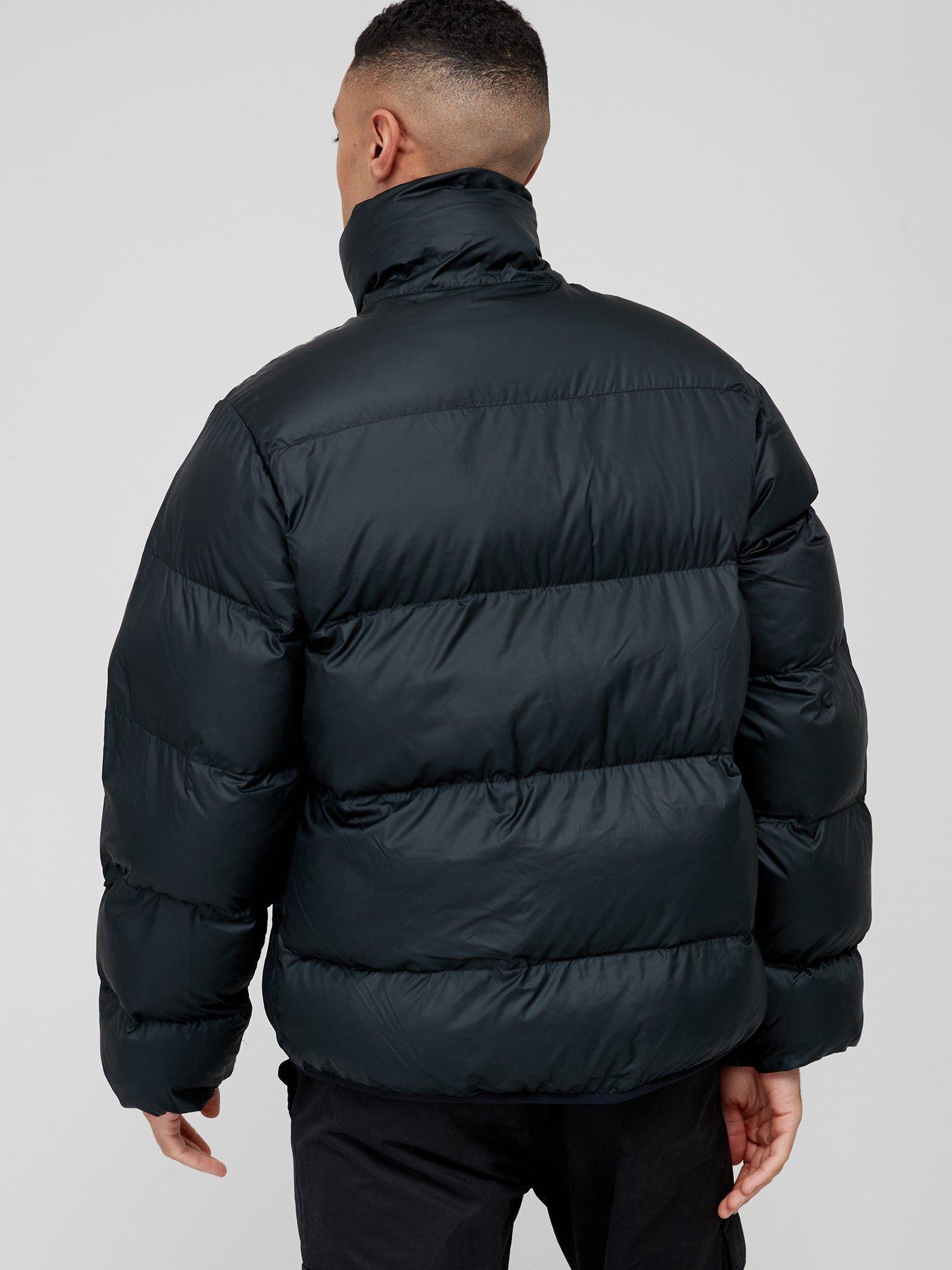 Star Chevron Left Chest Patch Pocket Padded Jacket Black