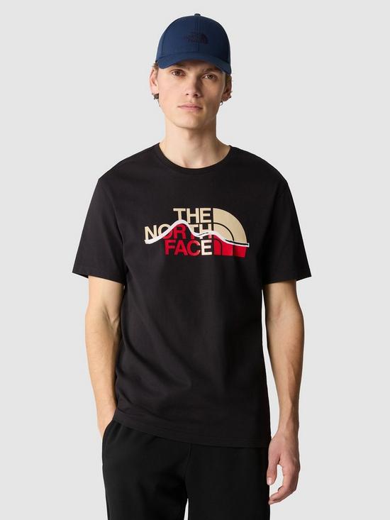 front image of the-north-face-mens-ss-mountain-line-tee-black