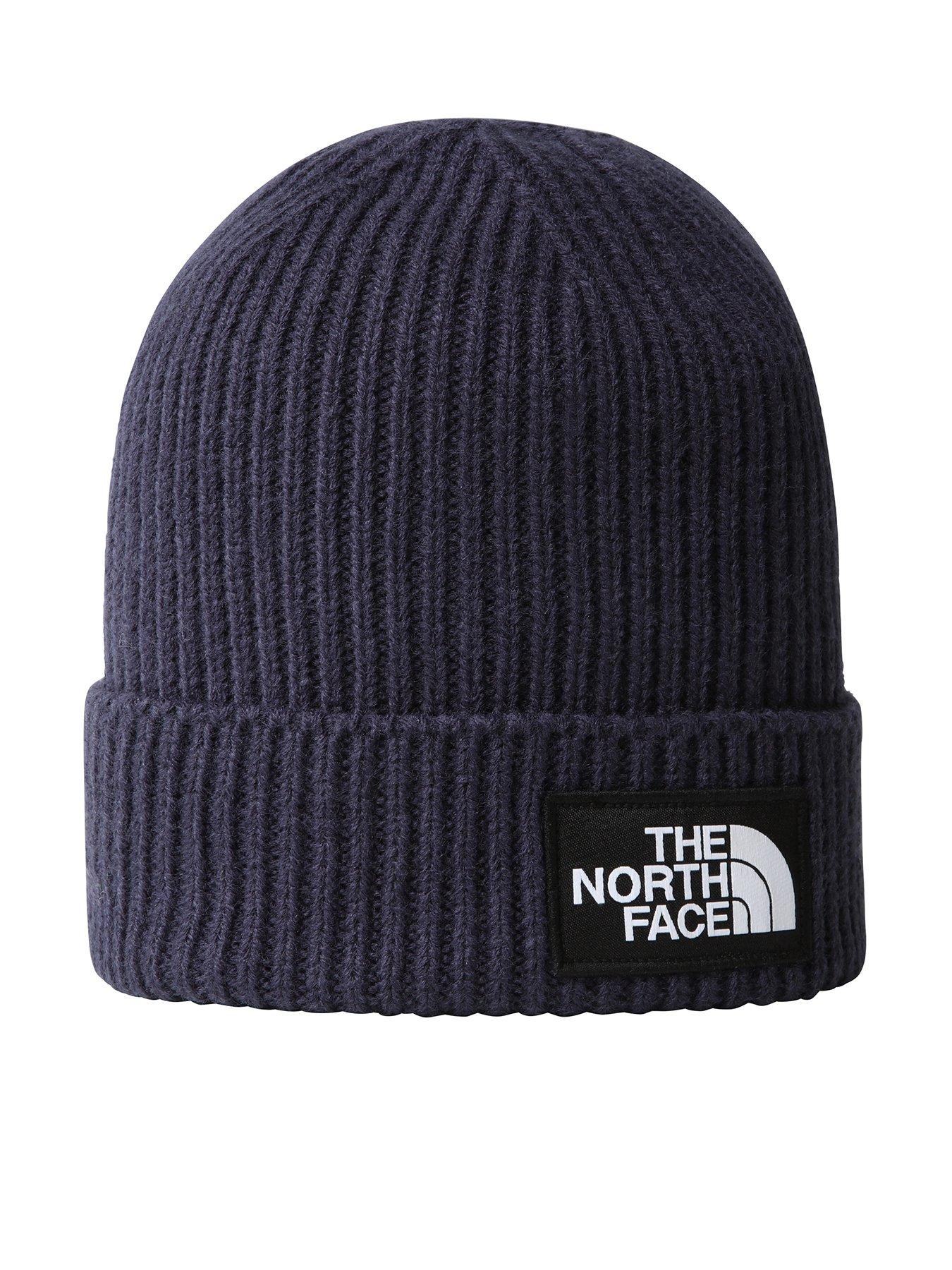front image of the-north-face-mens-logo-box-cuffed-beanie-blue