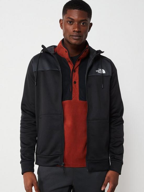 front image of the-north-face-mens-reaxion-fleece-full-zip-hoodie-black