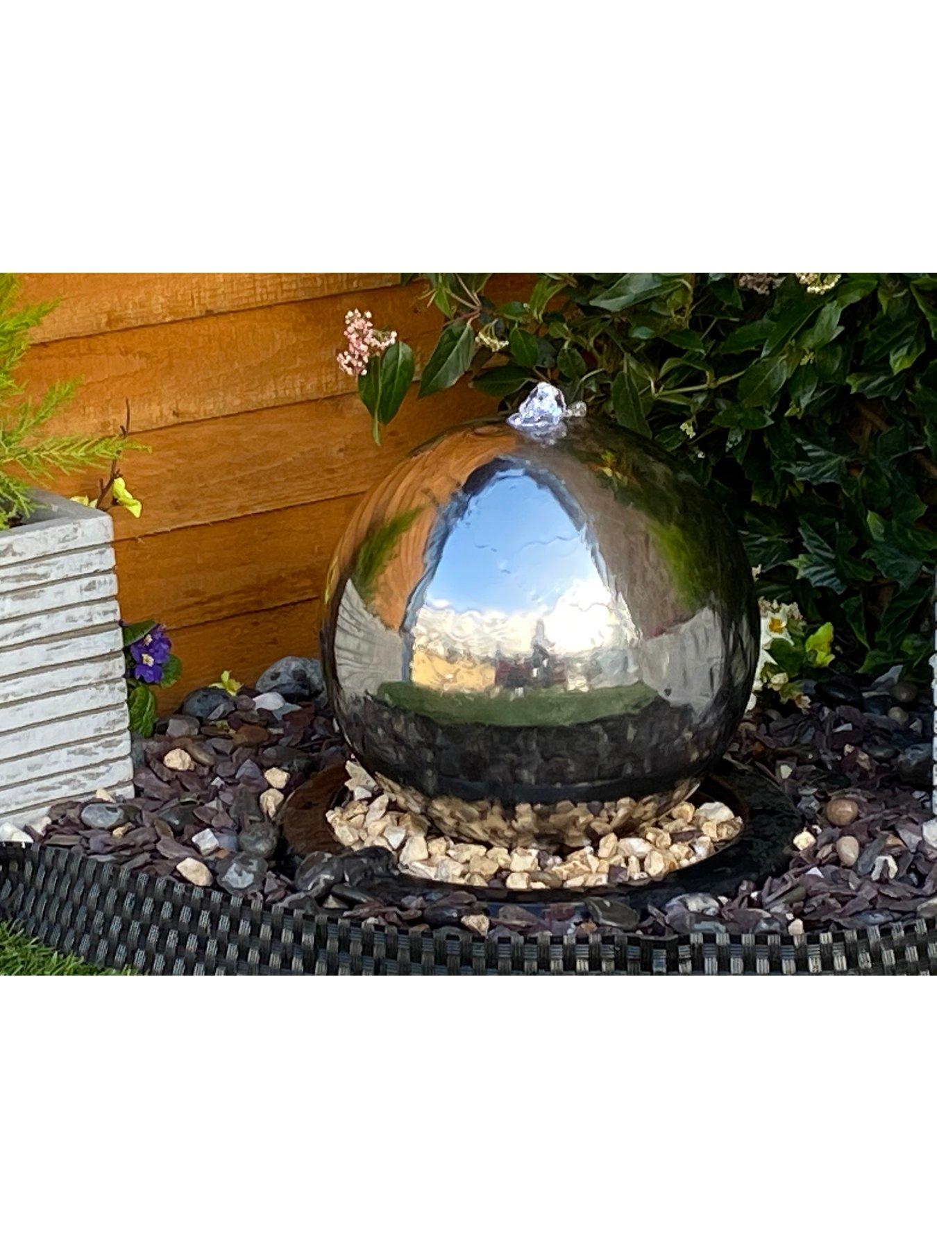 Tranquility Water Features 30cms Stainless Steel Sphere Solar Powered ...