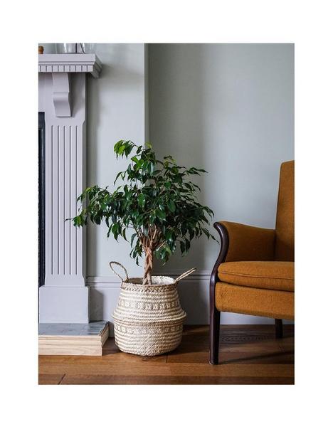 ivyline-seagrass-tribal-white-lined-basket-planter-25cm