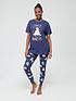  image of v-by-very-ladies-snowman-matching-family-christmas-pyjamas-navy
