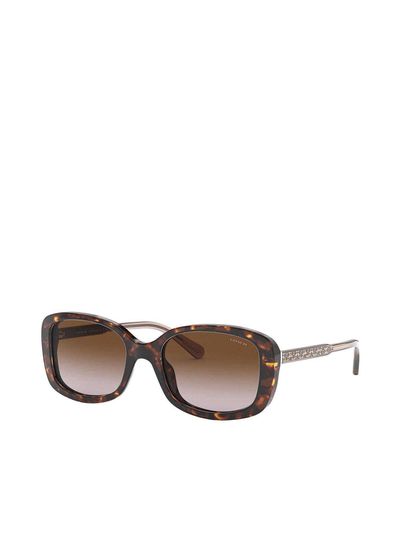 Image 1 of 4 of COACH Dark Tortoise Rectangle Sunglasses