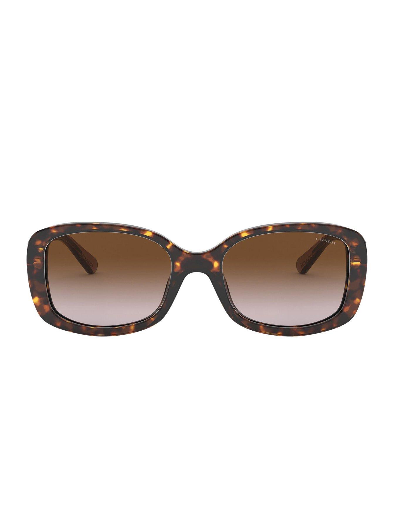 Image 2 of 4 of COACH Dark Tortoise Rectangle Sunglasses